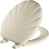 Mayfair Sculptured Shell Toilet Seat, Easy Clean Hinges with Durable Wood Seat, Made in USA, Round, Bone view 1