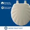 Mayfair Sculptured Shell Toilet Seat, Easy Clean Hinges with Durable Wood Seat, Made in USA, Round, Bone view 2