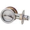 Kwikset 335 26D RND PCKT DR LCK Round Bed/Bath Pocket Door Lock in Satin Chrome, locking lever design might differ view 1