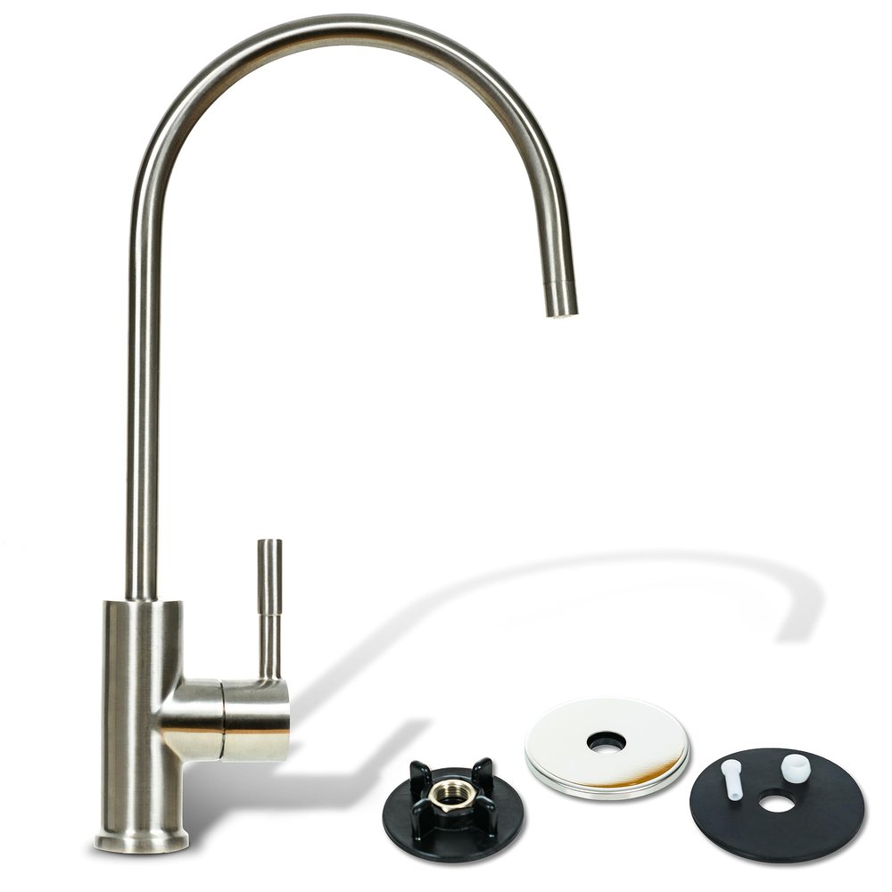 Aquaboon Non-Air Gap RO Faucet Brushed Nickel - Reverse Osmosis Faucet - Drinking Water Faucet for Kitchen Sink fits Water Filtration System - Filtered Water Faucet Stainless Steel - Beverage Faucet