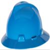 MSA 454732 V-Gard Full-Brim Hard Hat With Staz-on Pinlock Suspension | Polyethylene Shell, Superior Impact Protection, Self Adjusting Crown Straps - Standard Size in Blue view 1