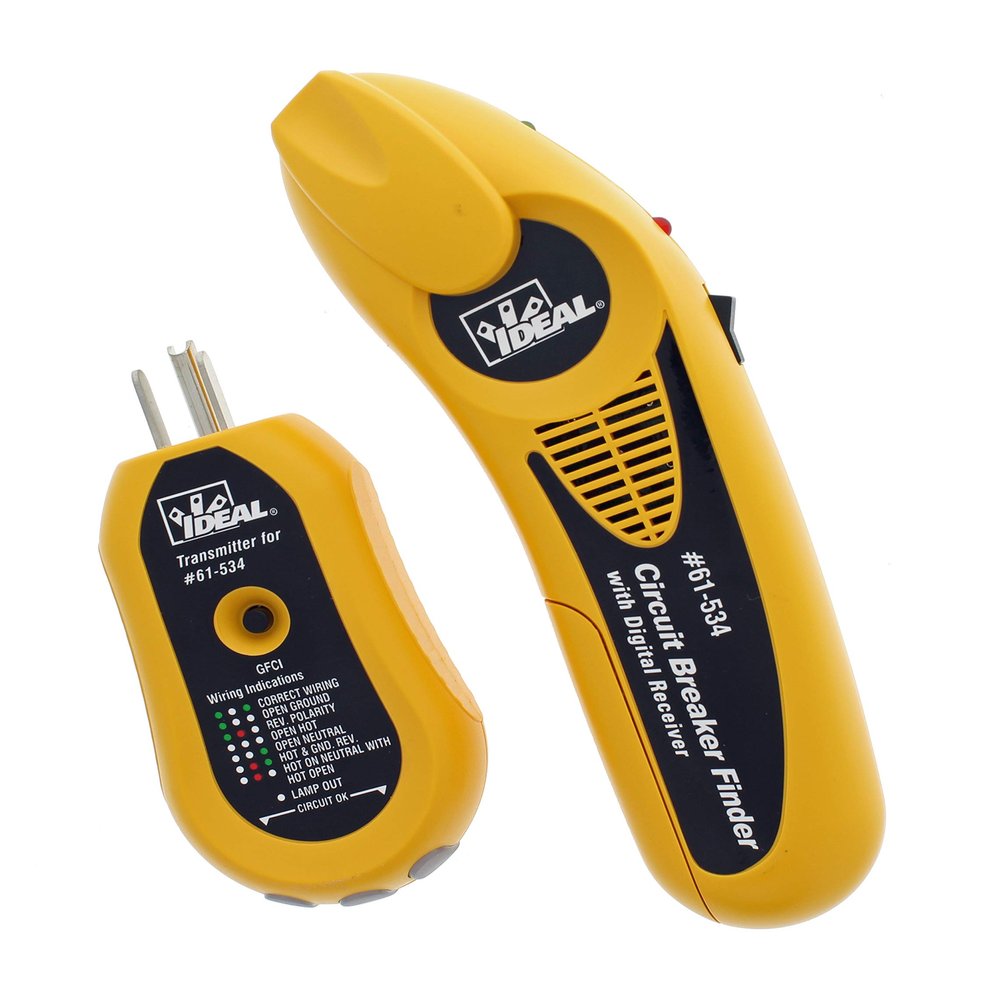 IDEAL Electrical 61-534 Digital Circuit Breaker Finder with Digital Receiver and GFCI Circuit Tester,Yellow