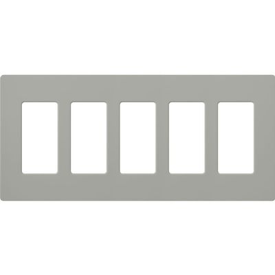 Lutron Claro Light Switch Cover Plate, 5 Gang Wallplate, for Decorator Light Switches, Rocker Light Switch Cover, Outlet Cover, Screwless Switch Plate Cover, Gloss, CW-5-GR, Gray