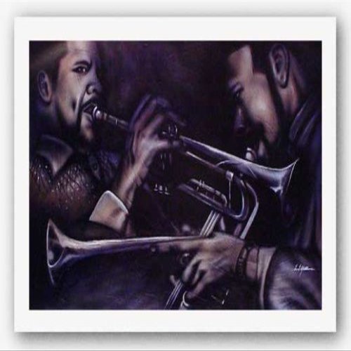 Special Purchase Horns in Motion by Fred Mathews 31.75"x21" Art Print Poster African-American