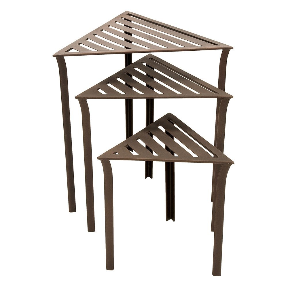 Achla Designs Triangular Nesting Accent Side Tables, Set of 3, Roman Bronze