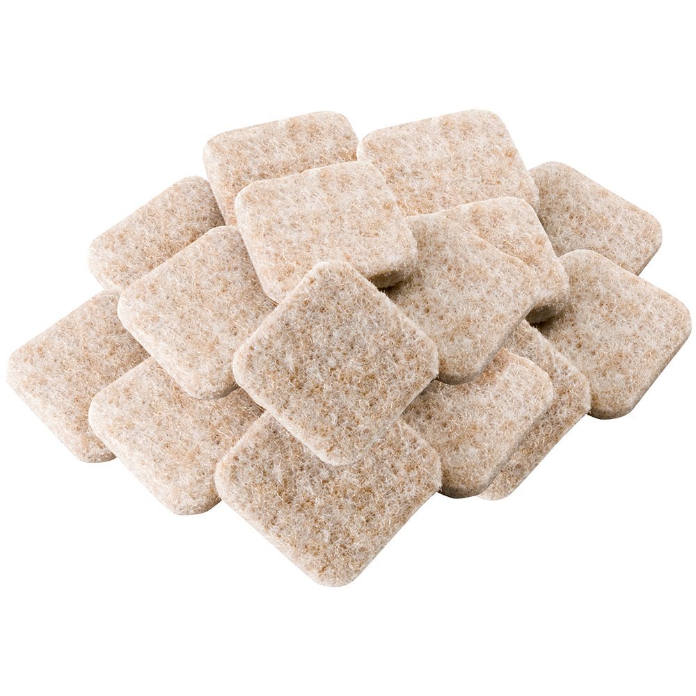 SOFTTOUCH "Self-Stick Furniture Square Felt Pads for Hard Surfaces  Protect your Hard Floors from Furniture Scratches, 1"" Linen, Square (16 Pieces)" (4717495N)