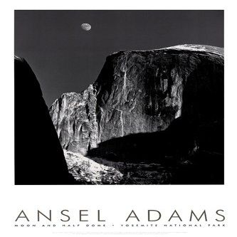 Moon and Half Dome (embossed) by Ansel Adams 26.5"x21" Art Print Poster
