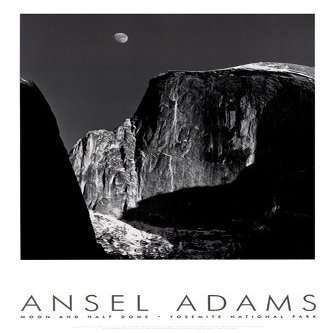 Moon and Half Dome (embossed) by Ansel Adams 26.5"x21" Art Print Poster