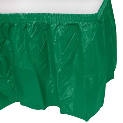 3 Kelly Green Plastic Table Skirts 29 in X 13 Ft Stretches to 19ft