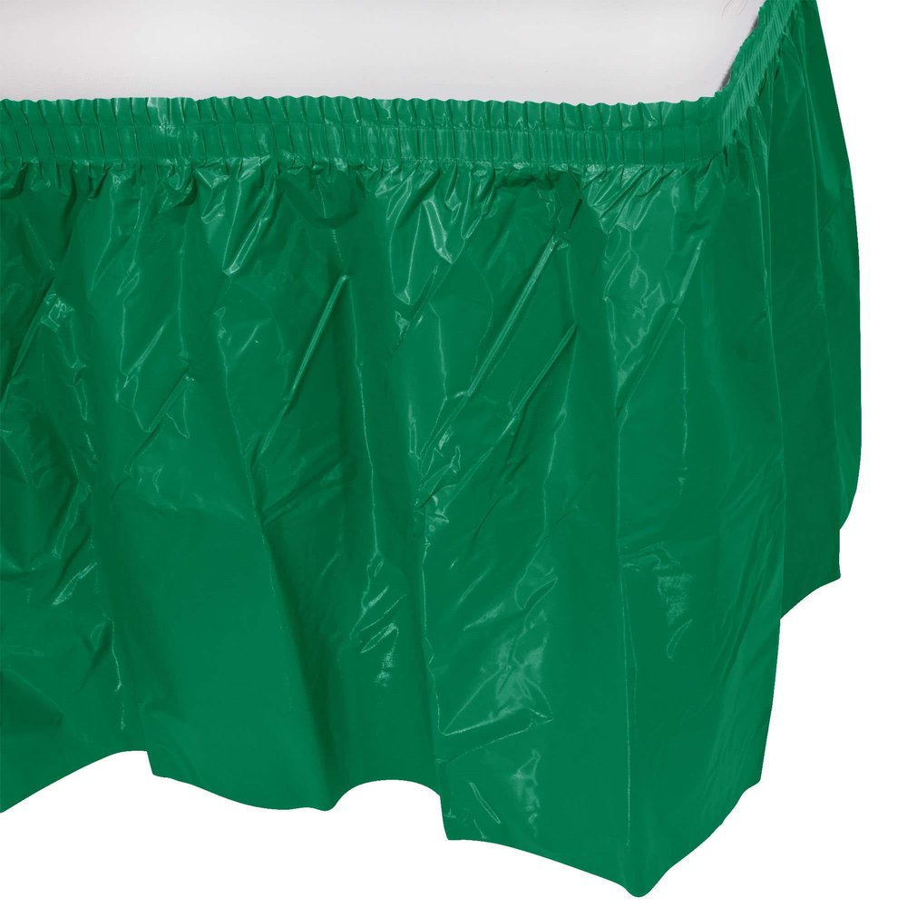 3 Kelly Green Plastic Table Skirts 29 in X 13 Ft Stretches to 19ft