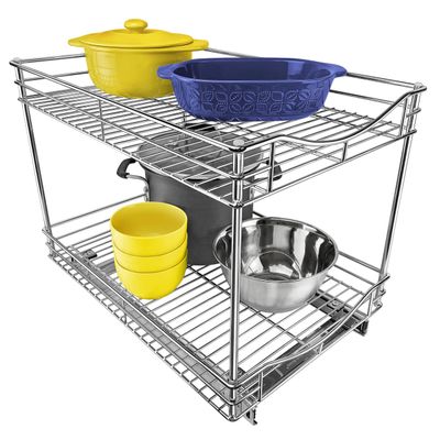LYNK PROFESSIONAL Pull Out Cabinet Organizer - Slide Out Drawer for Kitchen Cabinets - Sliding Pantry Shelves - Roll Out Shelf for Pots, Pans, Lifetime Ltd Warranty - 2 Tier