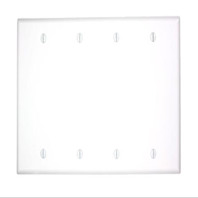 Leviton 4-Gang No Device Blank Wallplate, Standard Size, Thermoset, Box Mount, 88064, White