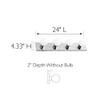 Design House Vanity Lighting, Steel Construction, 4 Vanity Lights, Dimmable, Uses four 60W Bulbs, Polished Chrome, 24.0 In. W x 4.3 In. H x 2.0 In. D, 500892 view 3