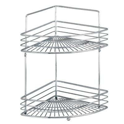 WENKO Etagre d'angle murale Milano 2 niveaux - 2 tagres, Acier, 31.5 x 37 x 22 cm, Chrom