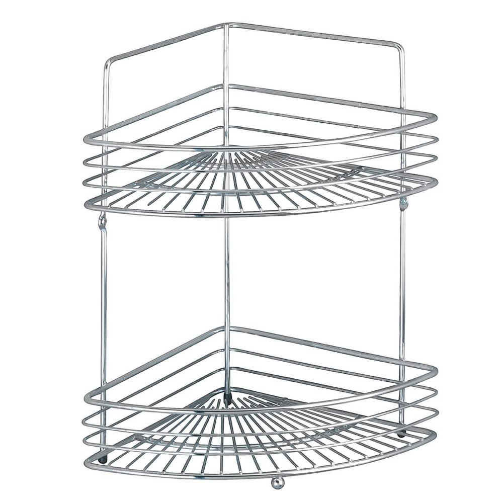 WENKO Etagre d'angle murale Milano 2 niveaux - 2 tagres, Acier, 31.5 x 37 x 22 cm, Chrom