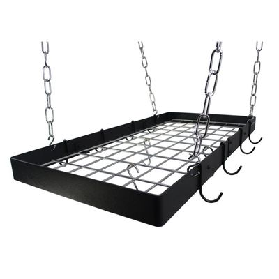 Rogar Black Rectangle Pot Rack with Grid