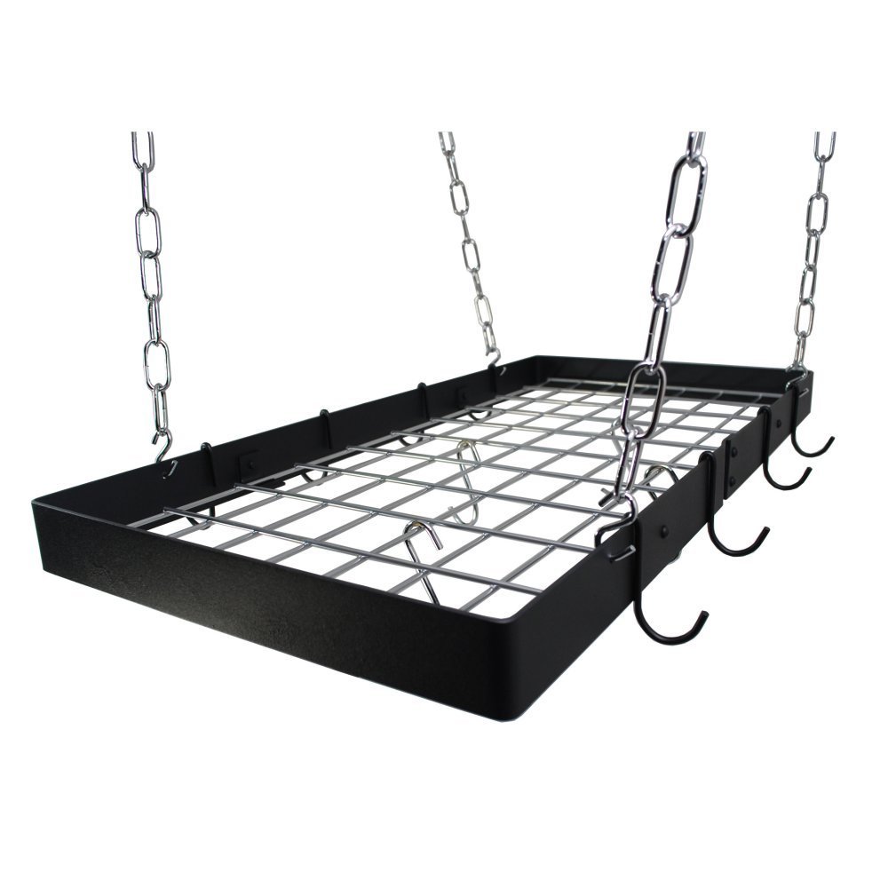 Rogar Black Rectangle Pot Rack with Grid