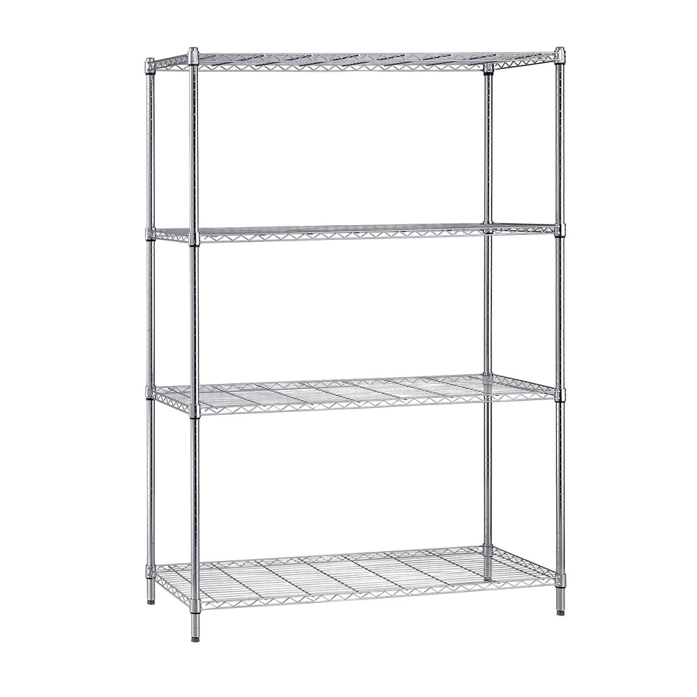 QUANTUM STORAGE SYSTEMS WR74-1836C Starter Kit for 74 inch High 4-Tier Wire Shelving Unit, Chrome Finish, 18 inch Width x 36 inch Length x 74 inch Height