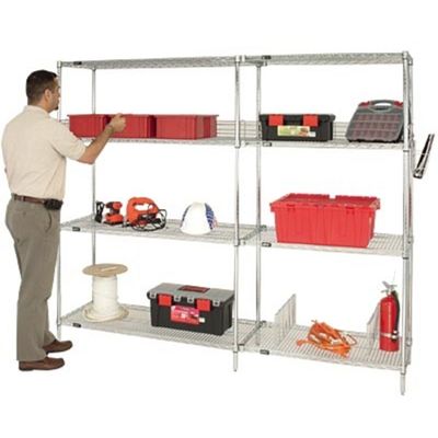 Quantum Storage Systems AD63-1848C Add-On Kit for 63" High 4-Tier Wire Shelving Unit, Chrome Finish, 18" Width x 48" Length x 63" Height