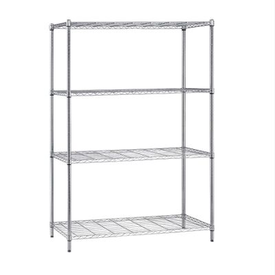 Quantum Storage Systems WR86-1454C Starter Kit for 86" High 4-Tier Wire Shelving Unit, Chrome Finish, 14" Width x 54" Length x 86" Height