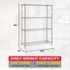 Quantum Storage Systems WR86-1454C Starter Kit for 86" High 4-Tier Wire Shelving Unit, Chrome Finish, 14" Width x 54" Length x 86" Height view 2