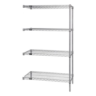 Quantum Storage Systems AD74-2436C Add-On Kit for 74" High 4-Tier Wire Shelving Unit, Chrome Finish, 24" Width x 36" Length x 74" Height