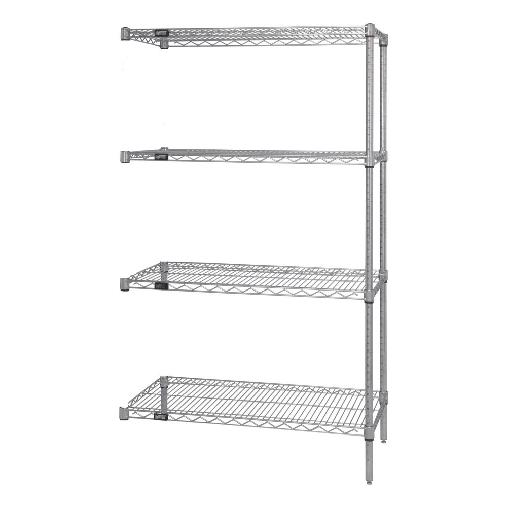Quantum Storage Systems AD74-2436C Add-On Kit for 74" High 4-Tier Wire Shelving Unit, Chrome Finish, 24" Width x 36" Length x 74" Height
