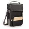 PICNIC TIME Duet Wine & Cheese Tote, Luxury 2 Bottle Insulated Wine Bag Set with Cheese Board, Knife, & Corkscrew, Adjustable Strap, and Pockets, Romantic Kit for Couples, (Black with Gray Accents) view 1