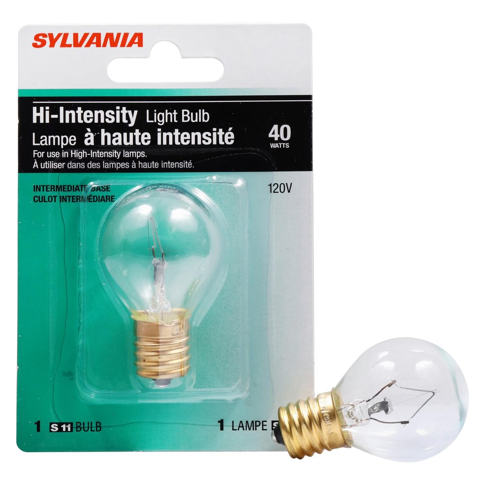 Sylvania S11 Flood and Spot Incandescent Light Bulb, 40W, E17 Base, 440 Lumens, 2850K, 100 CRI, Clear - 1 Pack (13607)