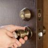Master Lock Keyed Entry Door Lock, Single Cylinder Deadbolt with Matching Tulip Style Knob, Antique Brass, TUCO0605,Combo view 3