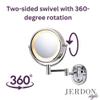JERDON Wall-Mounted Makeup Mirror with 5X Magnification - Chrome Makeup Mirror with LED Lights - Plug in - HL65C view 3