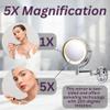 JERDON Wall-Mounted Makeup Mirror with 5X Magnification - Chrome Makeup Mirror with LED Lights - Plug in - HL65C view 4