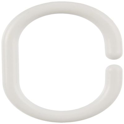 WENKO 19191100 Shower Curtain Rings Small - Set of 12, Oval, Plastic, 4.5 x 3 cm, White