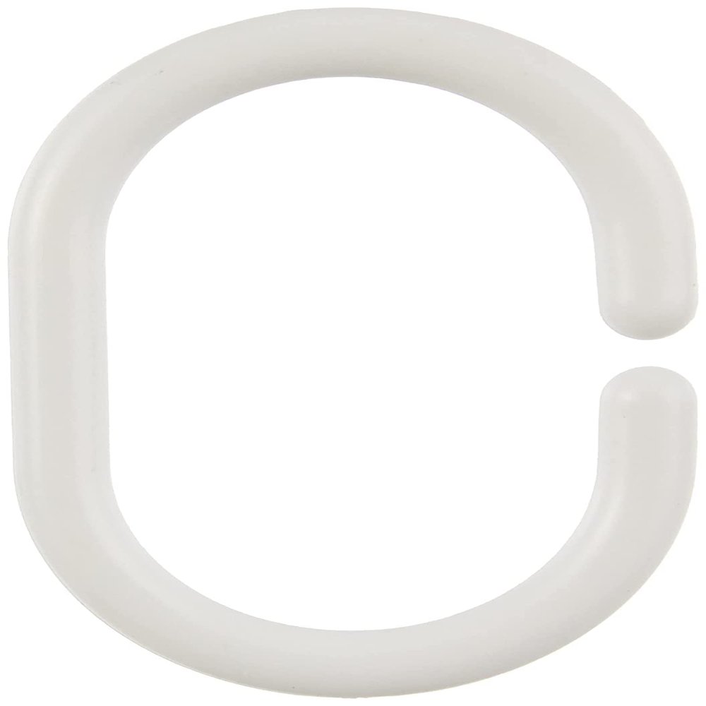 WENKO 19191100 Shower Curtain Rings Small - Set of 12, Oval, Plastic, 4.5 x 3 cm, White
