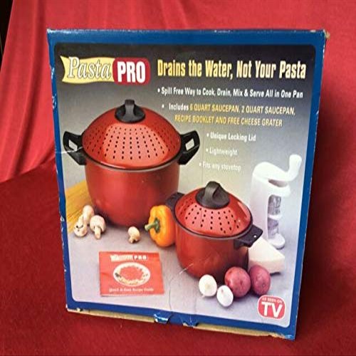 Pasta Pro -- Cook, Drain, & Serve...All in One Saucepan -- AS SEEN ON TV -- Bonus Gifts--Recipe Booklet & Cheese Grater