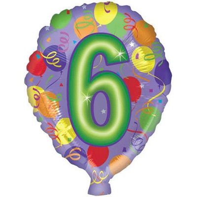 18" Number Balloon Shaped "6"