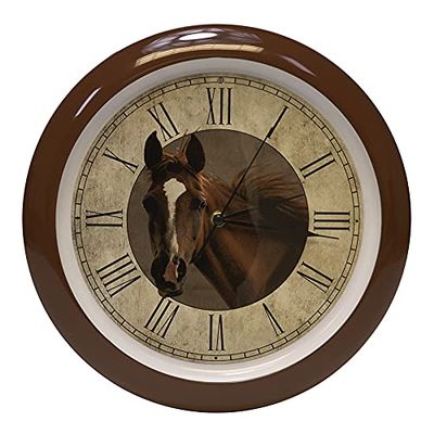 Mark Feldstein & Associates Horse Farmhouse Collection Vintage Natural Brown 13 inch Sound Wall Clock