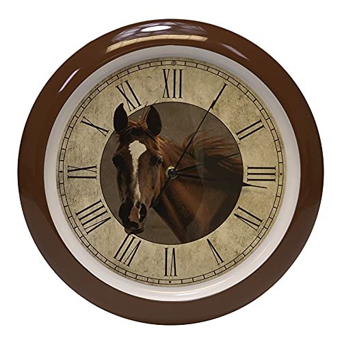 Mark Feldstein & Associates Horse Farmhouse Collection Vintage Natural Brown 13 inch Sound Wall Clock