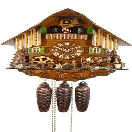 August Schwer Cuckoo Clock Cow, Mill-Wheel