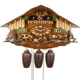 August Schwer Cuckoo Clock Cow, Mill-Wheel
