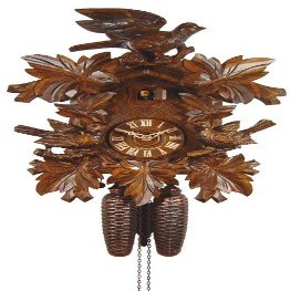 August Schwer Cuckoo Clock Three Birds, deep carvings