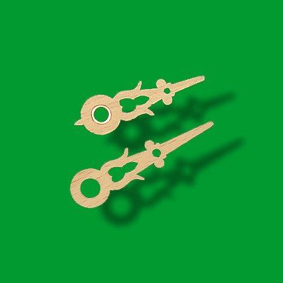 August Schwer Hands for The Cuckoo Clock 48mm (1.89inch) and 39mm (1.54inch) from Wood with nut of Brass