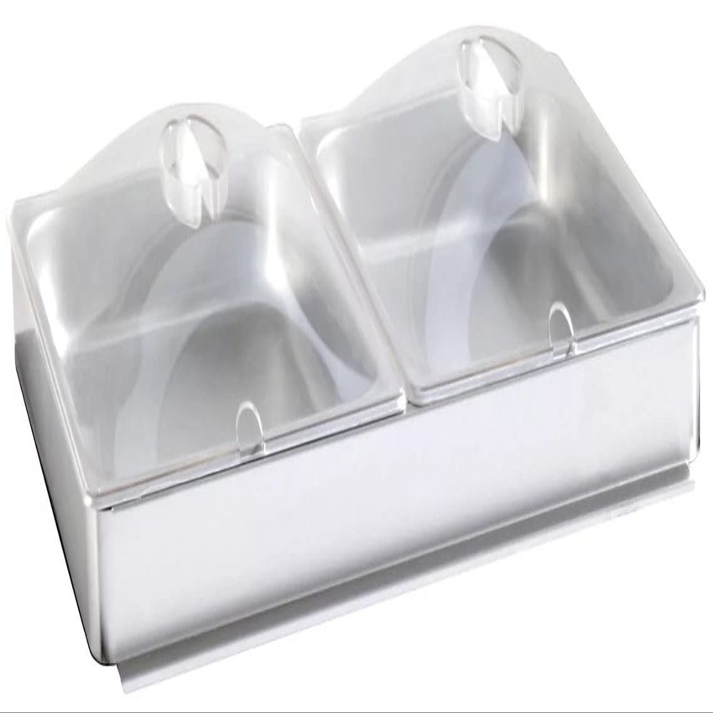 BroilKing INBS-2P Half-Size Chafing Pans with Utensil Slots | Inset Accessory Park Buffet Server for Restaurant Catering | (2) 4.3 Qt Pans, Clear Lids, Pan Hodler | Stainless Steel, Polycarbonate