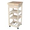 IC International Concepts, Kitchen Trolley, Solid Wood, Real Parawood, 15" W x 15" D x 33" H, 50 lbs/Shelf wt. Capacity, Easy Assembly, DIY, Paint or Stain Your Way, Unfinished view 1