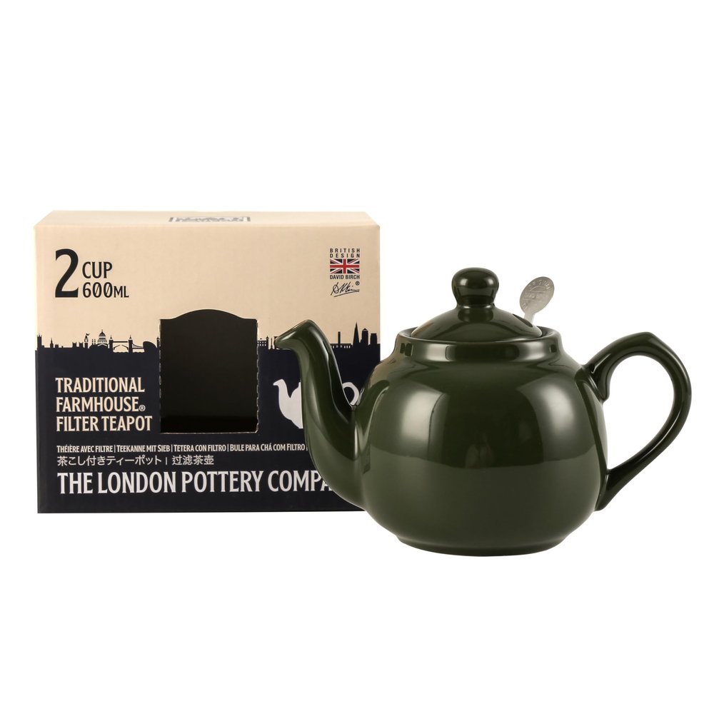 London Pottery Farmhouse Small Teapot with Infuser, Ceramic, Green, 2 Cup (600 ml)