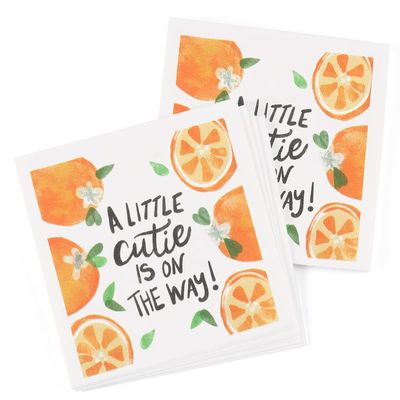 Hortense B. Hewitt Pack of 50 Baby Shower Printed Decorative Paper Cake or Appetizer Napkins, Little Cutie, 4.75-Inch (Folded)