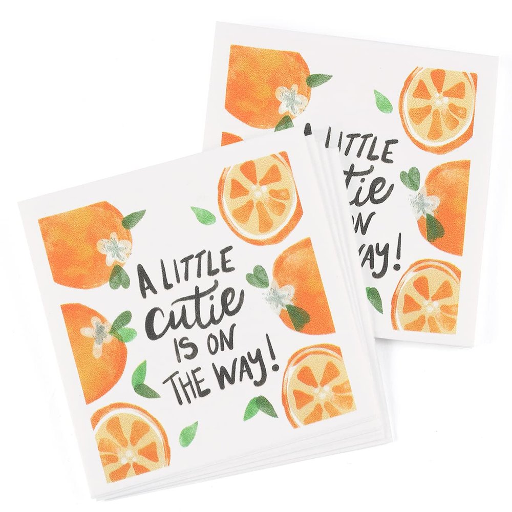 Hortense B. Hewitt Pack of 50 Baby Shower Printed Decorative Paper Cake or Appetizer Napkins, Little Cutie, 4.75-Inch (Folded)