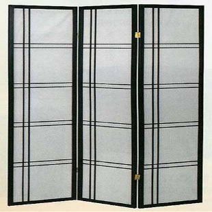 3 Panel Black Oriental Shoji Screen / Room Divider