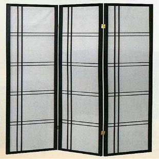 3 Panel Black Oriental Shoji Screen / Room Divider