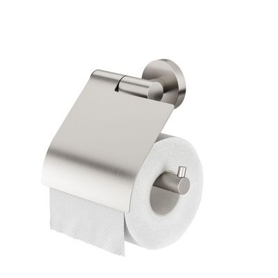 Tiger Boston Toilet Roll Holder with Cover, Stainless Steel Brushed, 13,7x14x6,3 cm